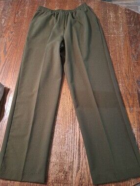 Sz 12 Southern Lady Green Elastic Waist Pull On Casual Pants Trousers Slacks